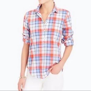 J. Crew Plaid Gauze Popover Shirt Size XXS